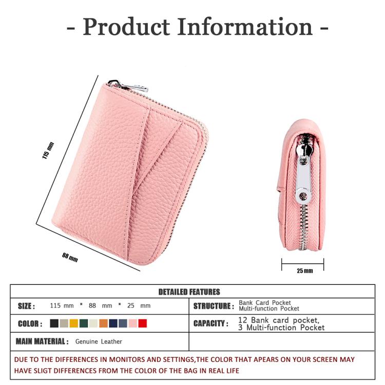 KB20 RFID Genuine Leather Zipper Coin Card Bag