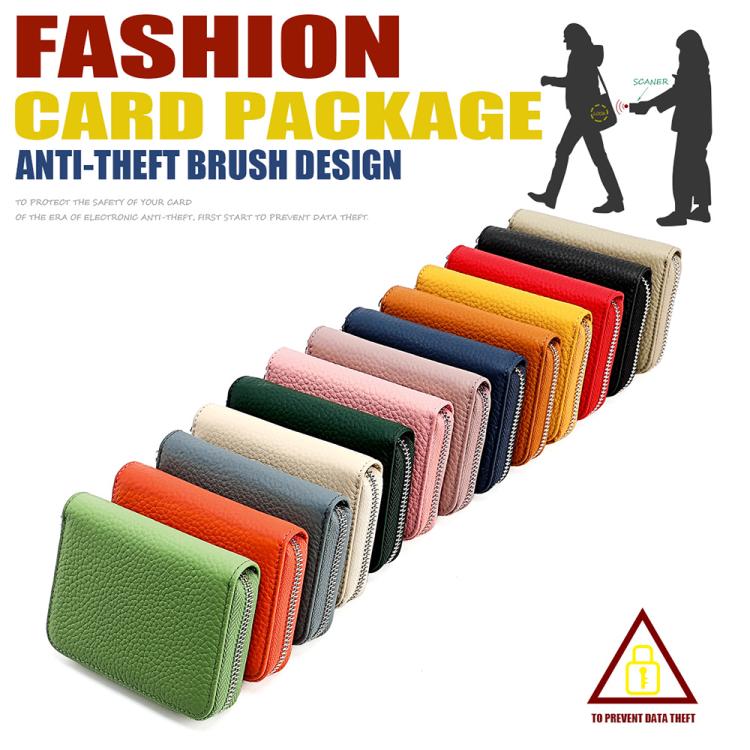 KB28 RFID Anti-theft Genuine Leather Zipper Coin Purse