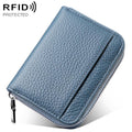 Mini RFID Anti-theft Genuine Leather Zipper Card Bag
