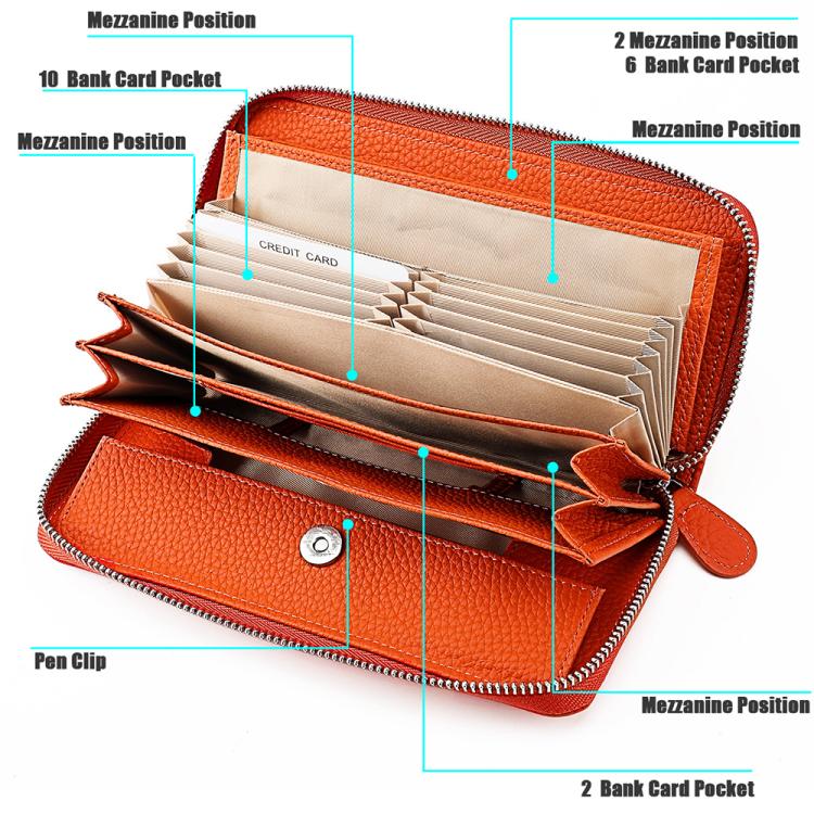 Genuine Leather RFID Anti-theft Accordion Zipper Coin Purse