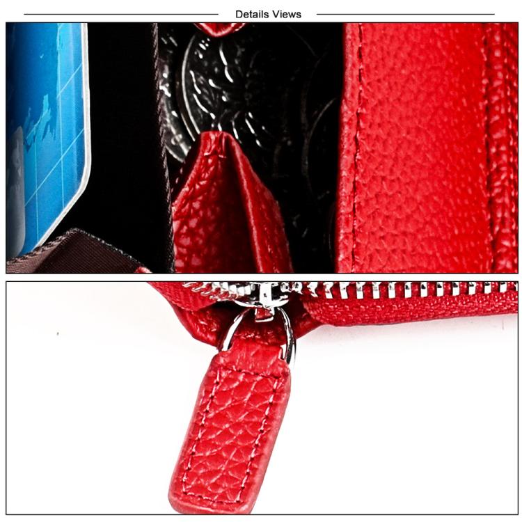 KB23 RFID Accordion Multi-card Slot Genuine Leather Zipper Card Bag