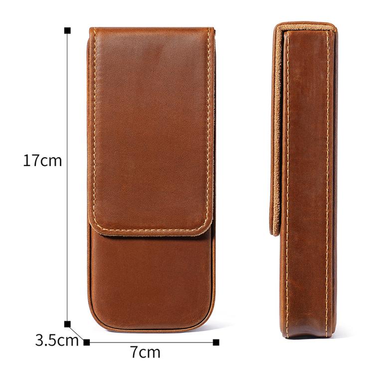 Crazy Horse Leather Magnetic Drawer Style Three Pieces Pencil Case