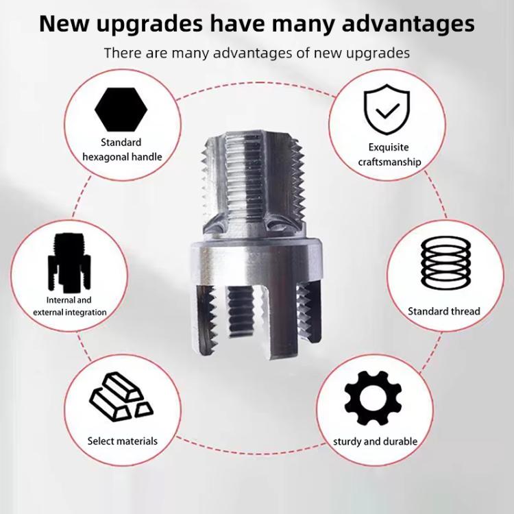 Plumbing Internal External Integrated Thread Cutting Tool, 4 Points M20 Grey, 6 Points M25 Grey, 4+6 Points M20+M25 Grey, 1 inch M32 Grey, 4+6 Points+1 inch M20+M25+M32 Grey, 4 Points M20 Silver, 6 Points M25 Sliver, 4+6 Points M20+M25 Silver