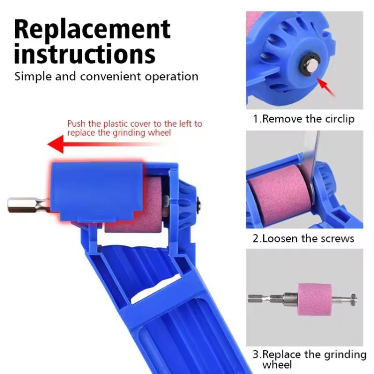 Portable Drill Bit Grinding Wheel Sharpener Quick Sharpening Grinder, Blue Grinding Tool Set, Orange Grinding Tool Set, Grinding Wheel + Wrench + Washer, Grinding Wheel