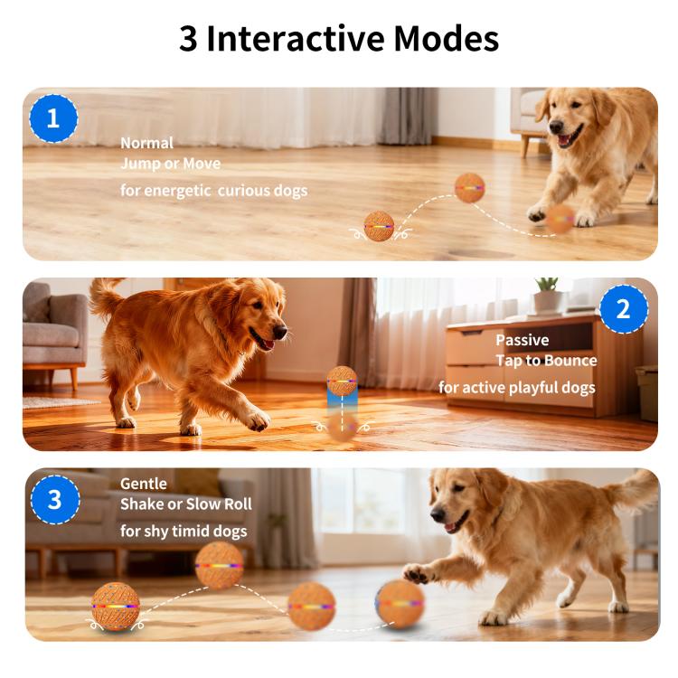 O19 Smart Automatic Pet Toy Ball Dog Training with LED, Diameter 70mm