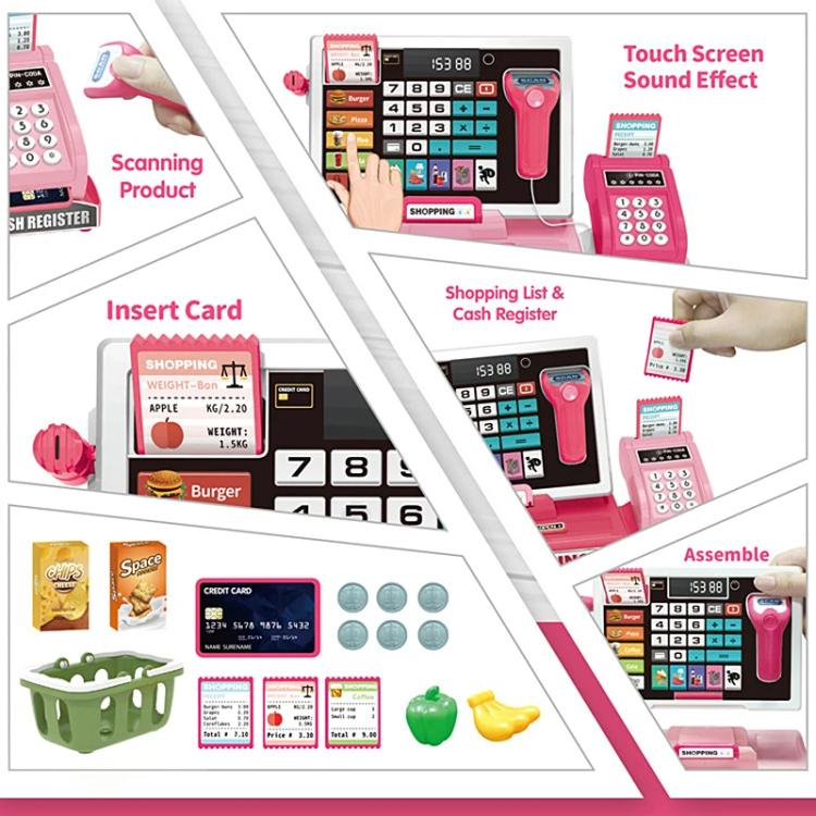 Children Shopping Cash Register Playset with Real Calculator