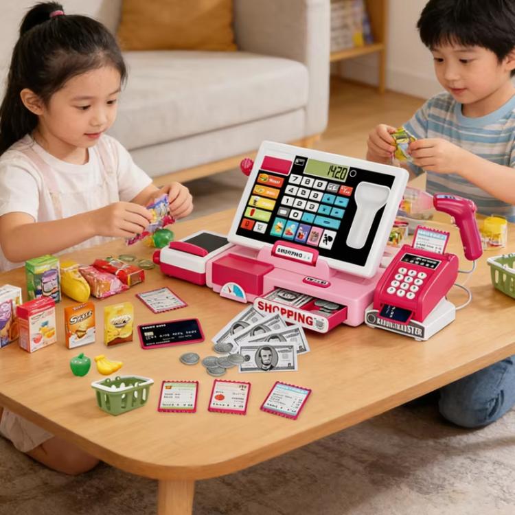 Children Shopping Cash Register Playset with Real Calculator