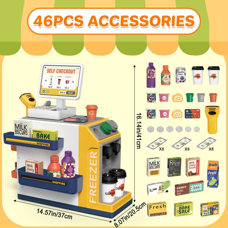 46pcs / Set Children Pretend Play Supermarket Cash Register Toy