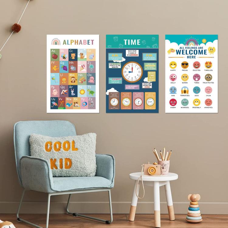16pcs / Set Children Early Education Bohemian Style English Learning Wall Charts