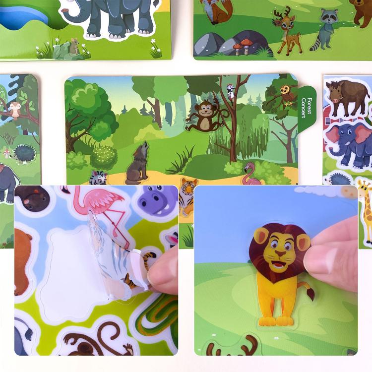 Children Early Education DIY Waterproof Reusable Stickers, Animals T01, Traffic T02, Dinosaur T03, Space T04, Body T05, Ocean T06, Princess T07, Insect T08, Farm T09, Four Seasons T10, Easter T13, Halloween Pumpkin Scarecrow T14, Christmas T15         ...