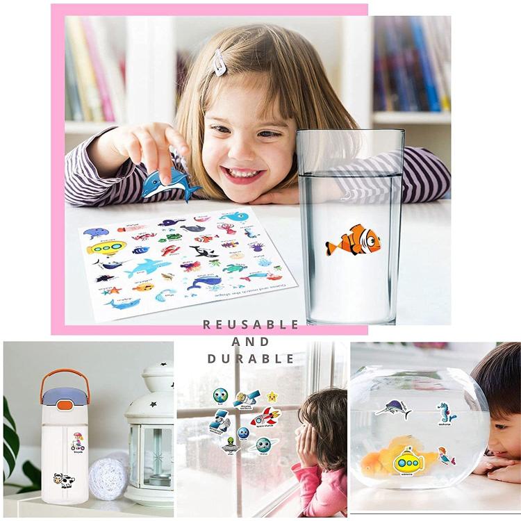 Children Early Education DIY Waterproof Reusable Stickers, Animals T01, Traffic T02, Dinosaur T03, Space T04, Body T05, Ocean T06, Princess T07, Insect T08, Farm T09, Four Seasons T10, Easter T13, Halloween Pumpkin Scarecrow T14, Christmas T15         ...
