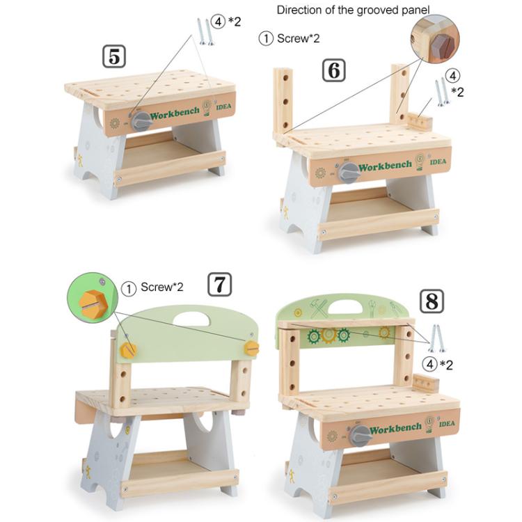 Simulation DIY Children Pretend Play Multifunctional Wooden Tool Bench