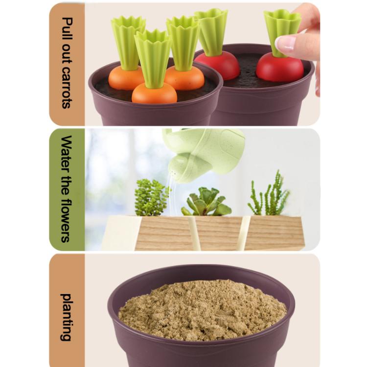 Wheat Straw Children Pretend Play Early Education Toy Potted Plant Set, Potted Plant Set