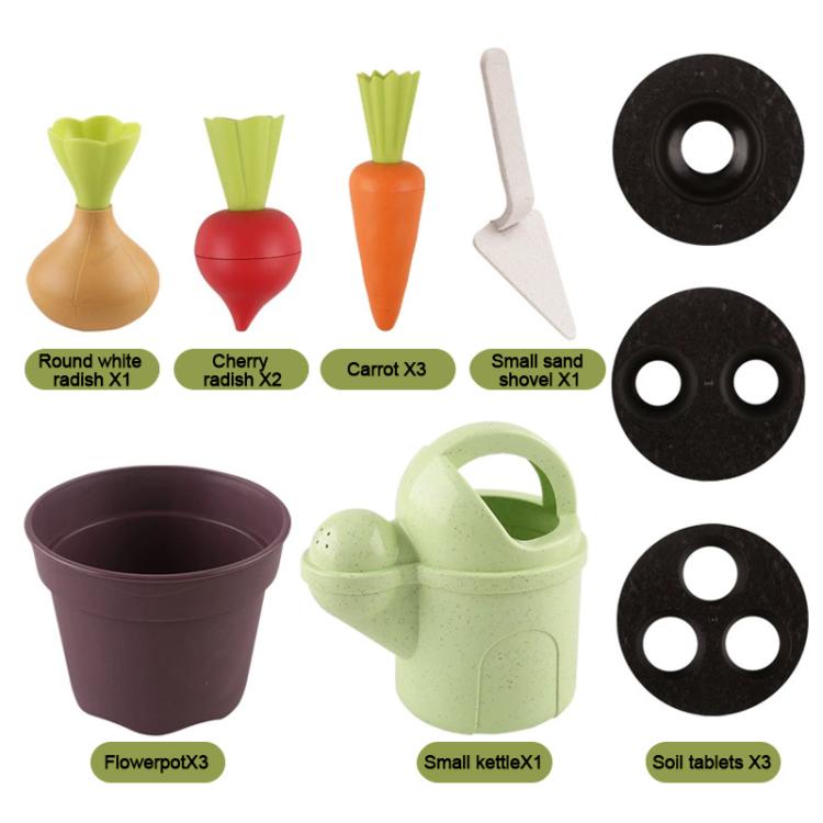 Wheat Straw Children Pretend Play Early Education Toy Potted Plant Set, Potted Plant Set