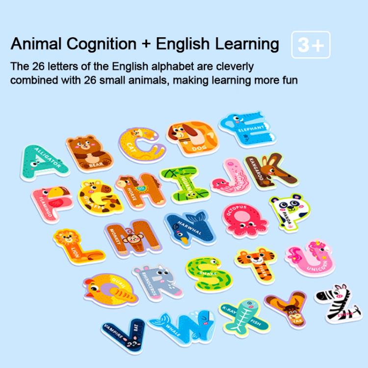 Kids Early Education Magnetic Refrigerator Puzzle Educational Toy, 26pcs Letter, Animals, Cars, Numbers, 26pcs Lowercase
