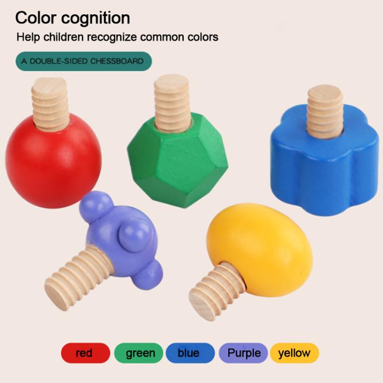 Kid Wooden Screw Matching Game Montessori Nut Bolt Disassembly Toy, Shape, Five-pin