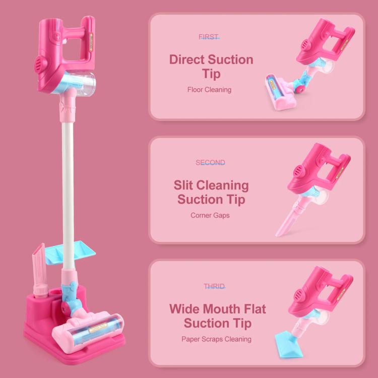 Children Pretend Play Electric Simulation Sound and Light Vacuum Cleaner with Base, with Base