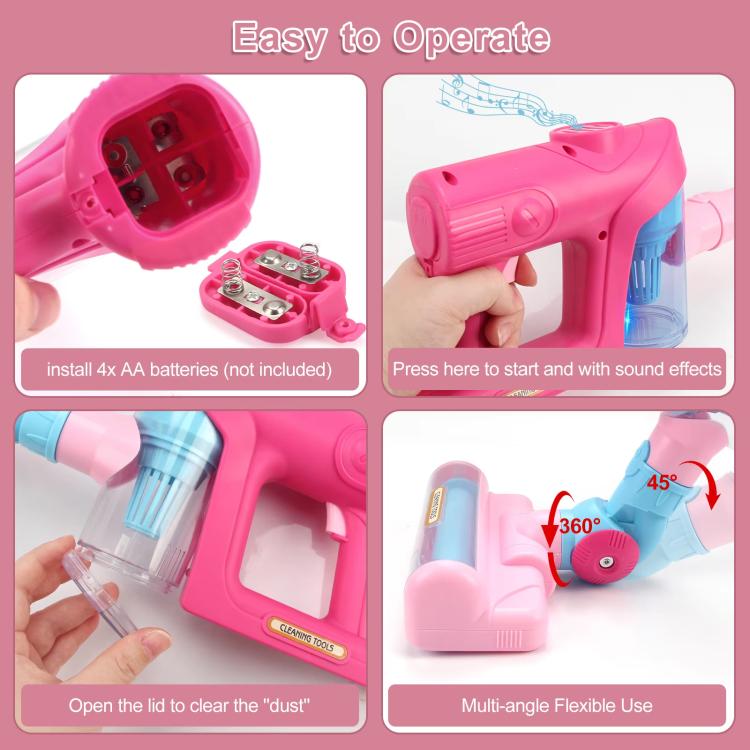 Children Pretend Play Electric Simulation Sound and Light Vacuum Cleaner, without Base (Pink), without Base (Green)