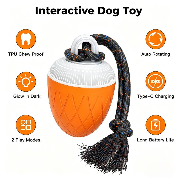 O20 Smart Automatic Pet Toy Ball Dog Training with Light & Sound & Rope
