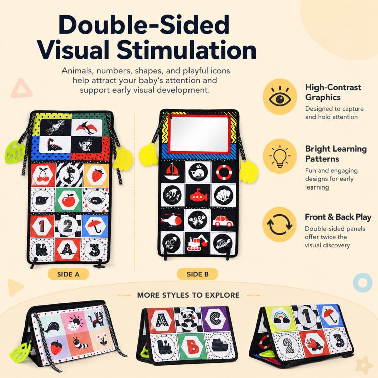 Early Childhood Education Foldable Cloth Book Toy with Distorting Mirror, Number, Number+4-page Cloth Book, Number+4-page Dinosaur Book&Teether, Number+4-page Animals Book&Teether, Letter, Letter+4-page Cloth Book, Letter+3-page Cloth Book             ...