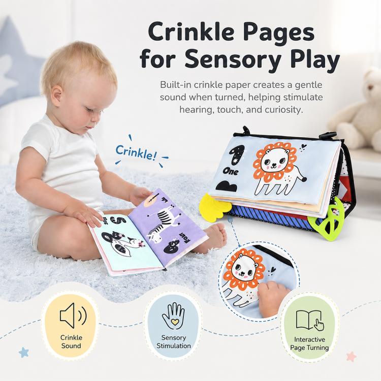 Early Childhood Education Foldable Cloth Book Toy with Distorting Mirror, Number, Number+4-page Cloth Book, Number+4-page Dinosaur Book&Teether, Number+4-page Animals Book&Teether, Letter, Letter+4-page Cloth Book, Letter+3-page Cloth Book             ...