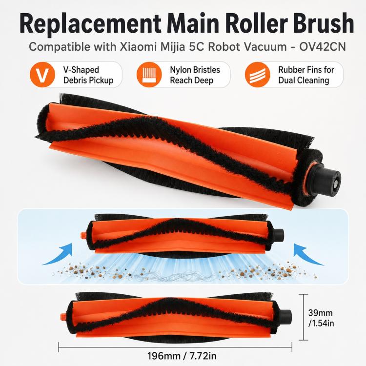 Replacement Accessories for Xiaomi Mijia 5C OV42CN Robot Vacuum Cleaner, Main Brush, Side Brush, Dual Filter, Fine Mop Pad, Thick Stripe Mop Pad, Dust Bag, Activated Carbon Dust Bag