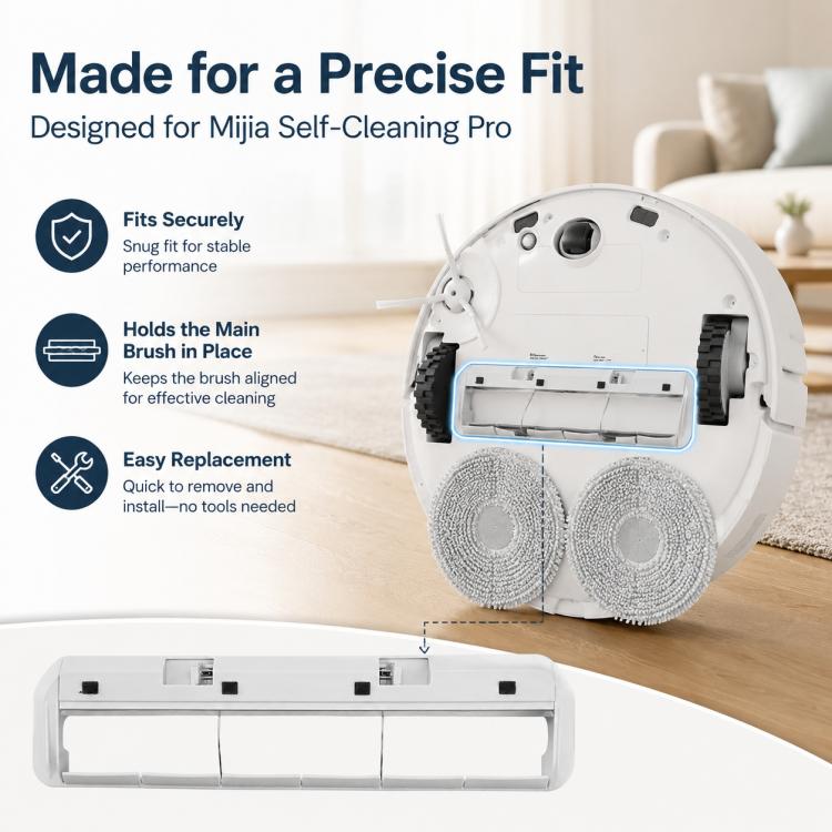 Robot Vacuum Cleaner Replacement Accessories for Xiaomi Mijia Robot Vacuum Mop Pro, Main Brush Cover, Triangle Side Brush, Mop Pad Holder, Dust Box, Deflector Plate