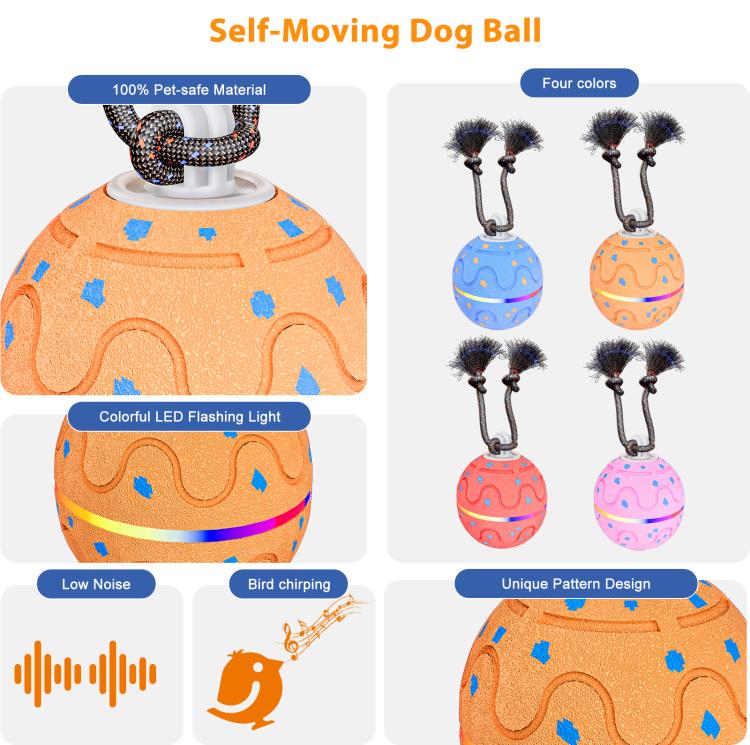 O21 Smart Automatic Pet Toy Ball Dog Training with Light & Sound & Rope, O21