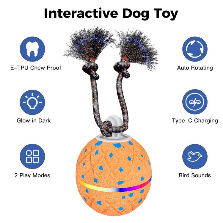 O22 Smart Automatic Pet Toy Ball Dog Training with Light & Sound & Rope, O22