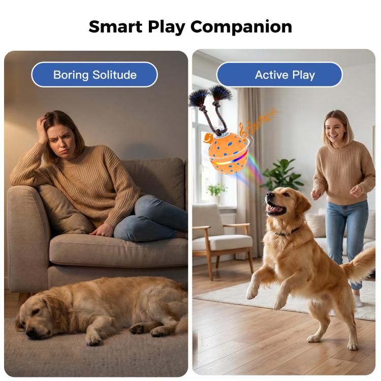 O23 Smart Automatic Pet Toy Ball Dog Training with Light & Sound & Rope, O23
