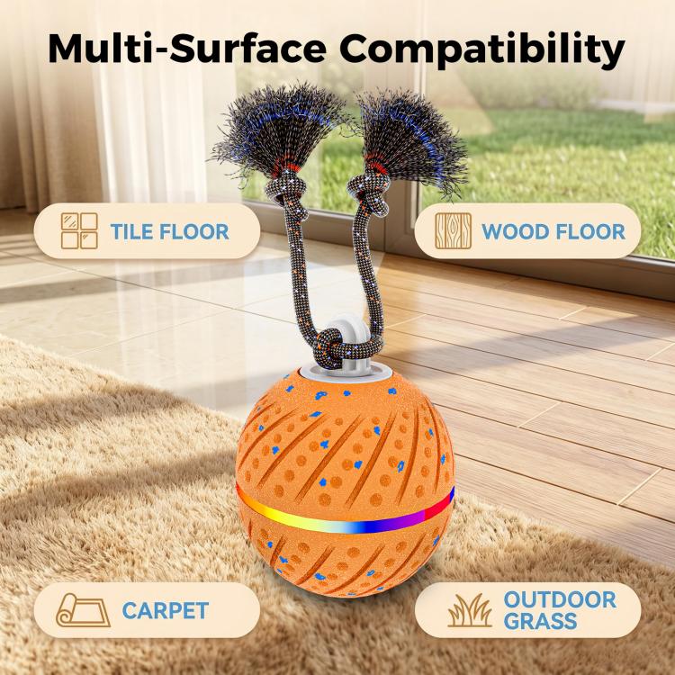 O24 Smart Automatic Pet Toy Ball Dog Training with Light & Sound & Rope, O24