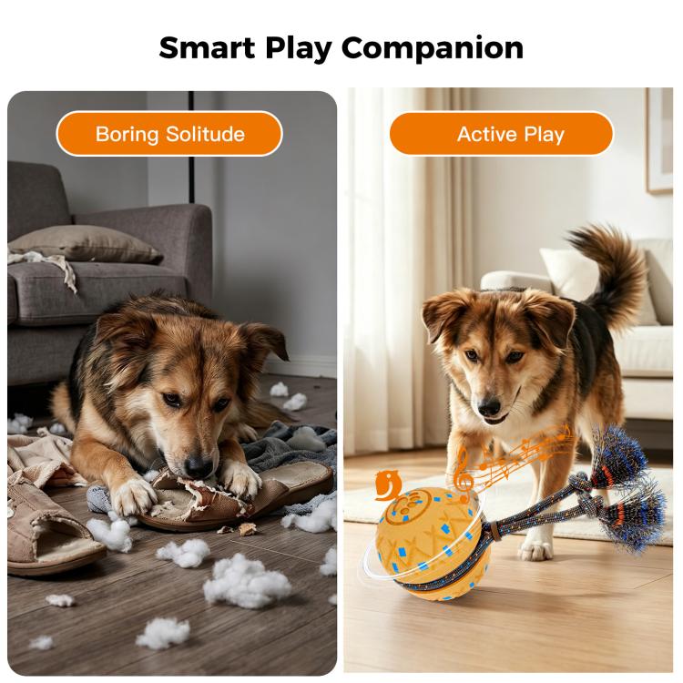 O28 Smart Automatic Pet Toy Ball Dog Training with Sound & Rope, O28