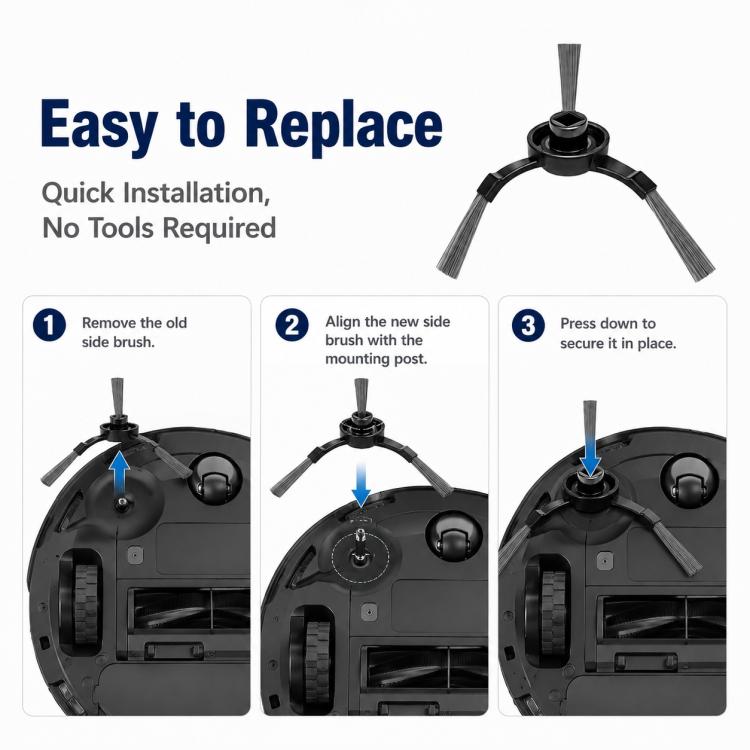 Replacement Accessories for Xiaomi Mijia Robot Vacuum Mop STYTJ02YM / 3C, Dual Black Triangle Side Brush, Dust Box, Main Brush, White Main Brush Cover, Black Main Brush Cover, Dual White Triangle Side Brush, Wet Dry Separation Mop Pad, Disposable Mop P...