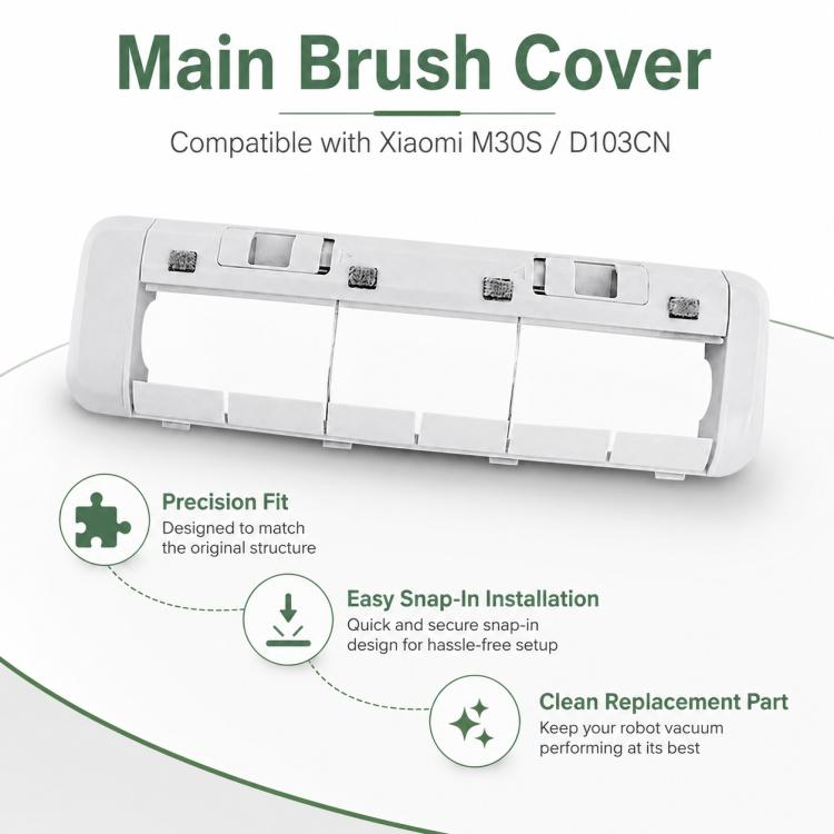 Replacement Accessories for Xiaomi Mijia M30 S Robot Vacuum Cleaner, White Main Brush Cover, Black Main Brush Cover, Rubber Roller Brush, Hair Cutting Roller Brush, Filter, Fine Mop Pad, Striped Mop Pad, Dust Bag, Activated Carbon Dust Bag, Main Brush ...