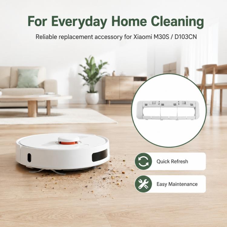 Replacement Accessories for Xiaomi Mijia M30 S Robot Vacuum Cleaner, White Main Brush Cover, Black Main Brush Cover, Rubber Roller Brush, Hair Cutting Roller Brush, Filter, Fine Mop Pad, Striped Mop Pad, Dust Bag, Activated Carbon Dust Bag, Main Brush ...