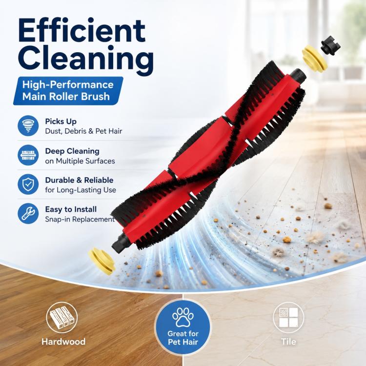 Replacement Accessories for Xiaomi Mijia Robot Vacuum 1S / Roborock S50 / T4 / T6 / T7, Detachable Main Brush, Dual White Triangle Side Brush, Dual Black Triangle Side Brush, White Five Star Side Brush, Black Five Star Side Brush, Half Length Mop Pad  ...