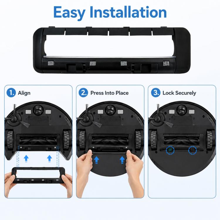 Replacement Accessories for Dreame S20 / X10 / S10 / S10 Pro / S10 Plus Robot Vacuum Cleaner, Black Main Rubber Brush Cover, White Main Brush Cover, White Main Rubber Brush Cover, Striped Mop Pad, Blue Striped Mop Pad, Rubber Roller Brush, Side Brush  ...