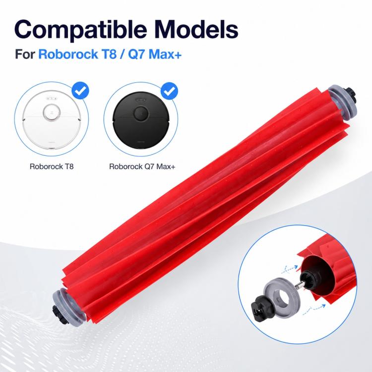 Replacement Accessories for Roborock Q7 Max+ / T8 Plus Robot Vacuum Cleaner, Main Roller Brush, Dual Filter, Mop Pad, Two White Side Brush, Two Black Side Brush, White Five Arm Side Brush, Black Five Arm Side Brush, Dust Bag, Activated Carbon Dust Bag