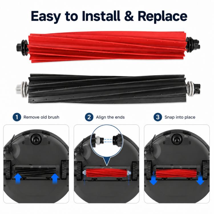 Replacement Accessories for Roborock Q5 Pro / Q5 Pro+ / Q8 Max / Q8 Max+ Robot Vacuum Cleaner, Dual Main Roller Brush, Dual Filter, Mop Pad, White Five Arm Side Brush, Black Five Arm Side Brush, Dust Bag, Activated Carbon Dust Bag