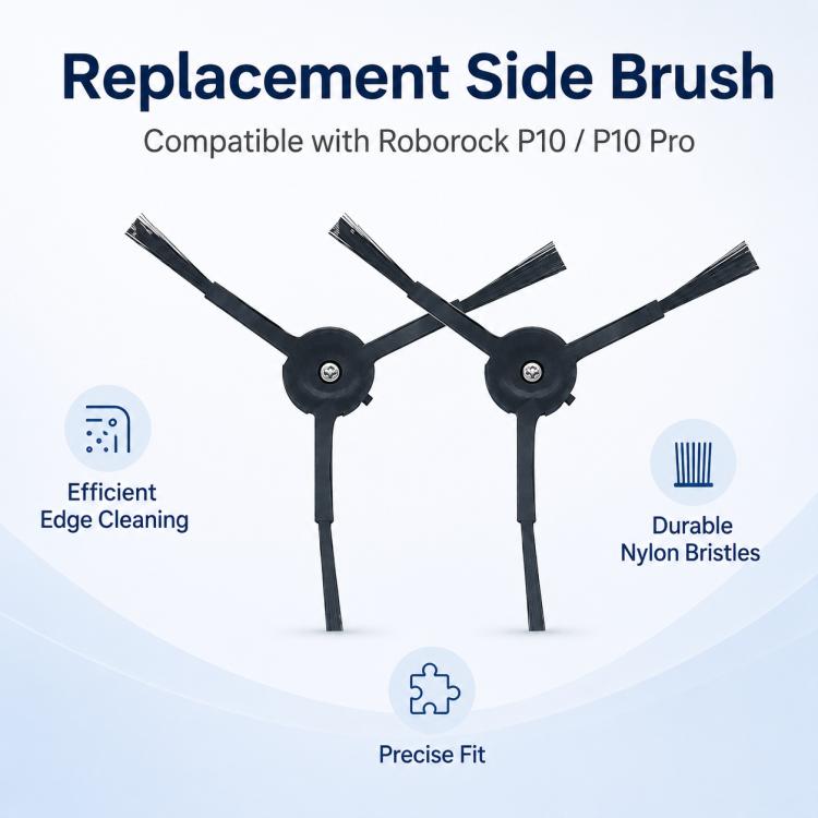 Replacement Accessories for Roborock P10 / P10 Pro Robot Vacuum Cleaner, Two Black Side Brush, Dual Filter for P10, White Five Arm Side Brush, Black Five Arm Side Brush, Light Gray Mop Pad, Blue Striped Mop Pad