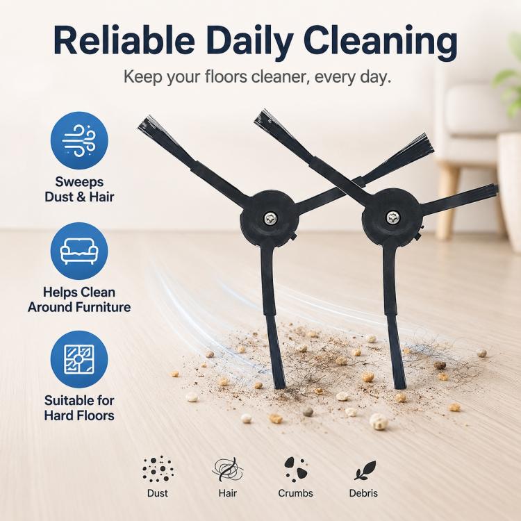 Replacement Accessories for Roborock P10 / P10 Pro Robot Vacuum Cleaner, Two Black Side Brush, Dual Filter for P10, White Five Arm Side Brush, Black Five Arm Side Brush, Light Gray Mop Pad, Blue Striped Mop Pad