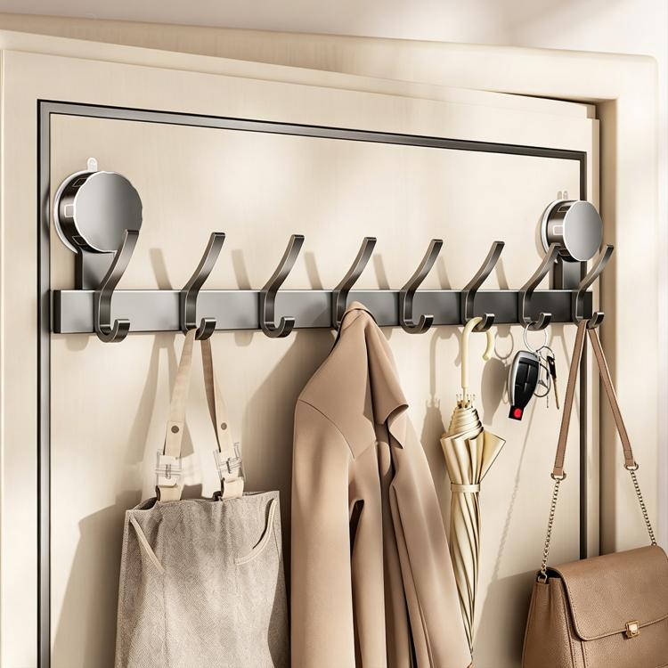 No-drill Door Back Vacuum Suction Cup Hooks Storage Rack, Upgraded Single Row 3-hook, Upgraded Single Row 4-hook, Upgraded Single Row 5-hook, Upgraded Single Row 6-hook, Upgraded Single Row 7-hook, Upgraded Single Row 8-hook, Upgraded Double Row 3-hook...