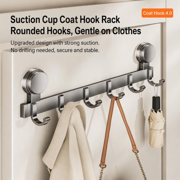 No-drill Door Back Vacuum Suction Cup Hooks Storage Rack, Upgraded Single Row 3-hook, Upgraded Single Row 4-hook, Upgraded Single Row 5-hook, Upgraded Single Row 6-hook, Upgraded Single Row 7-hook, Upgraded Single Row 8-hook, Upgraded Double Row 3-hook...