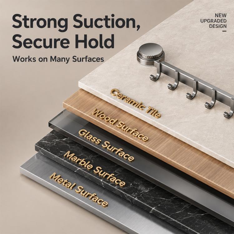 No-drill Door Back Vacuum Suction Cup Hooks Storage Rack, Upgraded Single Row 3-hook, Upgraded Single Row 4-hook, Upgraded Single Row 5-hook, Upgraded Single Row 6-hook, Upgraded Single Row 7-hook, Upgraded Single Row 8-hook, Upgraded Double Row 3-hook...