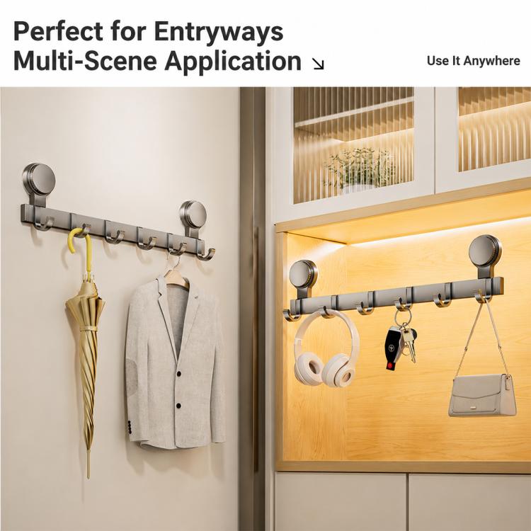 No-drill Door Back Vacuum Suction Cup Hooks Storage Rack, Upgraded Single Row 3-hook, Upgraded Single Row 4-hook, Upgraded Single Row 5-hook, Upgraded Single Row 6-hook, Upgraded Single Row 7-hook, Upgraded Single Row 8-hook, Upgraded Double Row 3-hook...