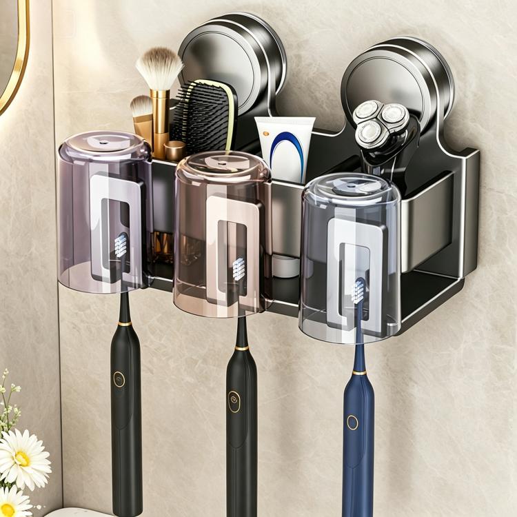 No-drill Vacuum Suction Cup Toothbrush Holder, 2-person, 3-person, 4-person, 2-person with Cup, 3-person with Cup, 4-person with Cup