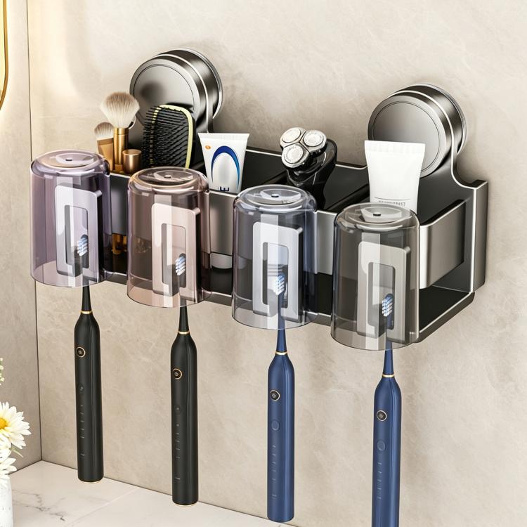 No-drill Vacuum Suction Cup Toothbrush Holder, 2-person, 3-person, 4-person, 2-person with Cup, 3-person with Cup, 4-person with Cup