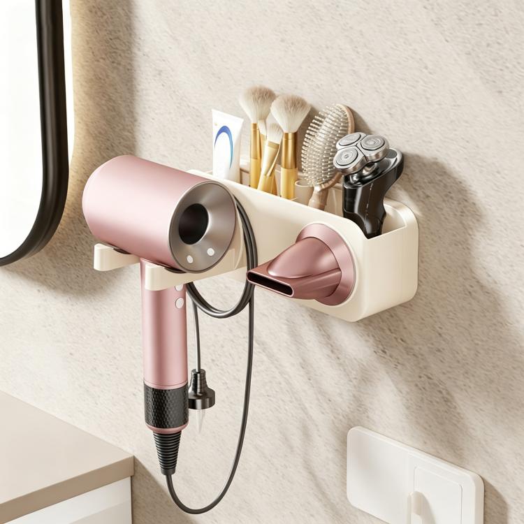 No-drill Suction Cup Bathroom Hair Dryer Holder Storage Wall-mounted Rack, with Lazy Rack, without Lazy Rack