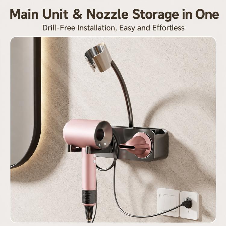 No-drill Suction Cup Bathroom Hair Dryer Holder Storage Wall-mounted Rack, with Lazy Rack, without Lazy Rack