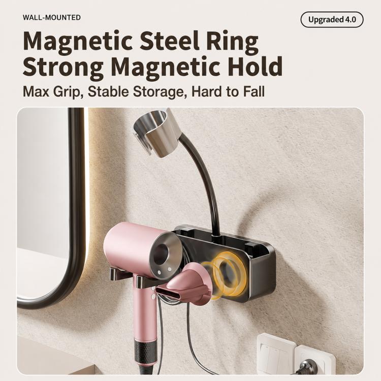 No-drill Suction Cup Bathroom Hair Dryer Holder Storage Wall-mounted Rack, with Lazy Rack, without Lazy Rack